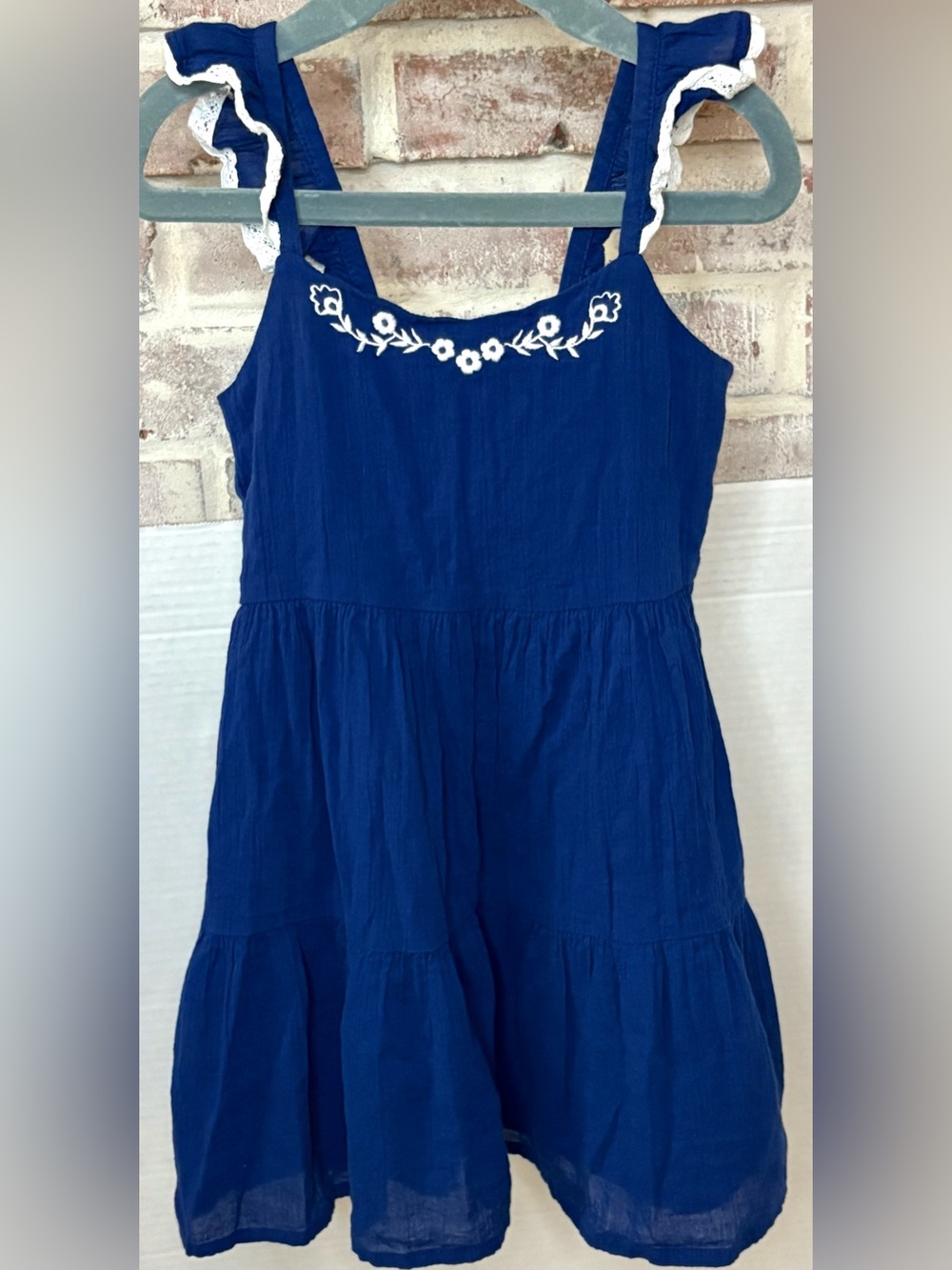 Janie and Jack Girls Navy Blue Wanderer  Flutter Sleeve Sundress sz 4